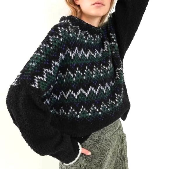 Anthropologie Pilcro Selene Zig Zag Pullover Mock Turtleneck Sweater Size XL NWT